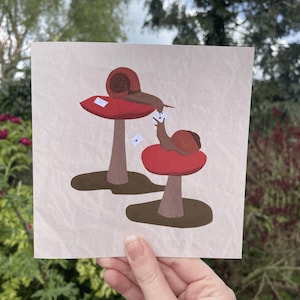 Biglietto d'auguri con posta ordinaria / Arte con lumache / Biglietto di auguri di compleanno con lumache / Biglietto per amico di penna / Biglietti per lui / Biglietto di auguri di compleanno per fratelli / Biglietto per papà / Giardino