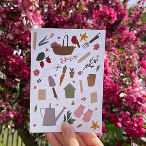 Carte de voeux A6 Gardening Essentials | Carte Cottagecore | pouce vert | Carte pour elle | Cadeau jardinage | carte pour toute occasion