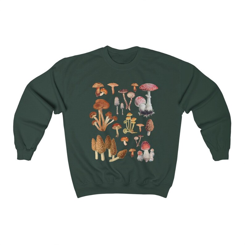 Mushroom Crewneck Mushroom Print Shirt Mushroom Shirt Cottagecore Aesthetic Cottagecore Clothing Mushroom Patch Shirt