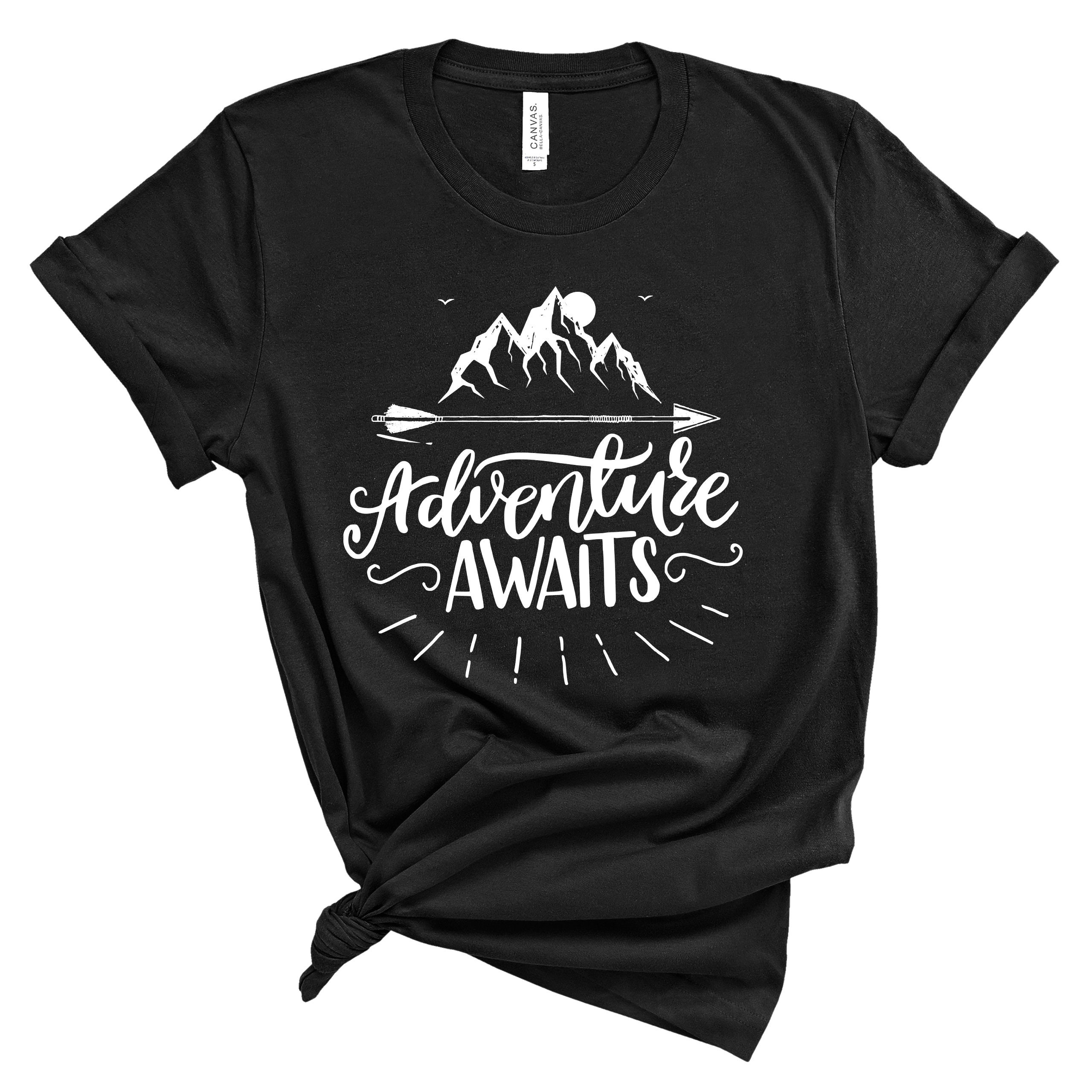 Adventure Awaits Shirt Camping Graphic Tee Nature Tops | Etsy
