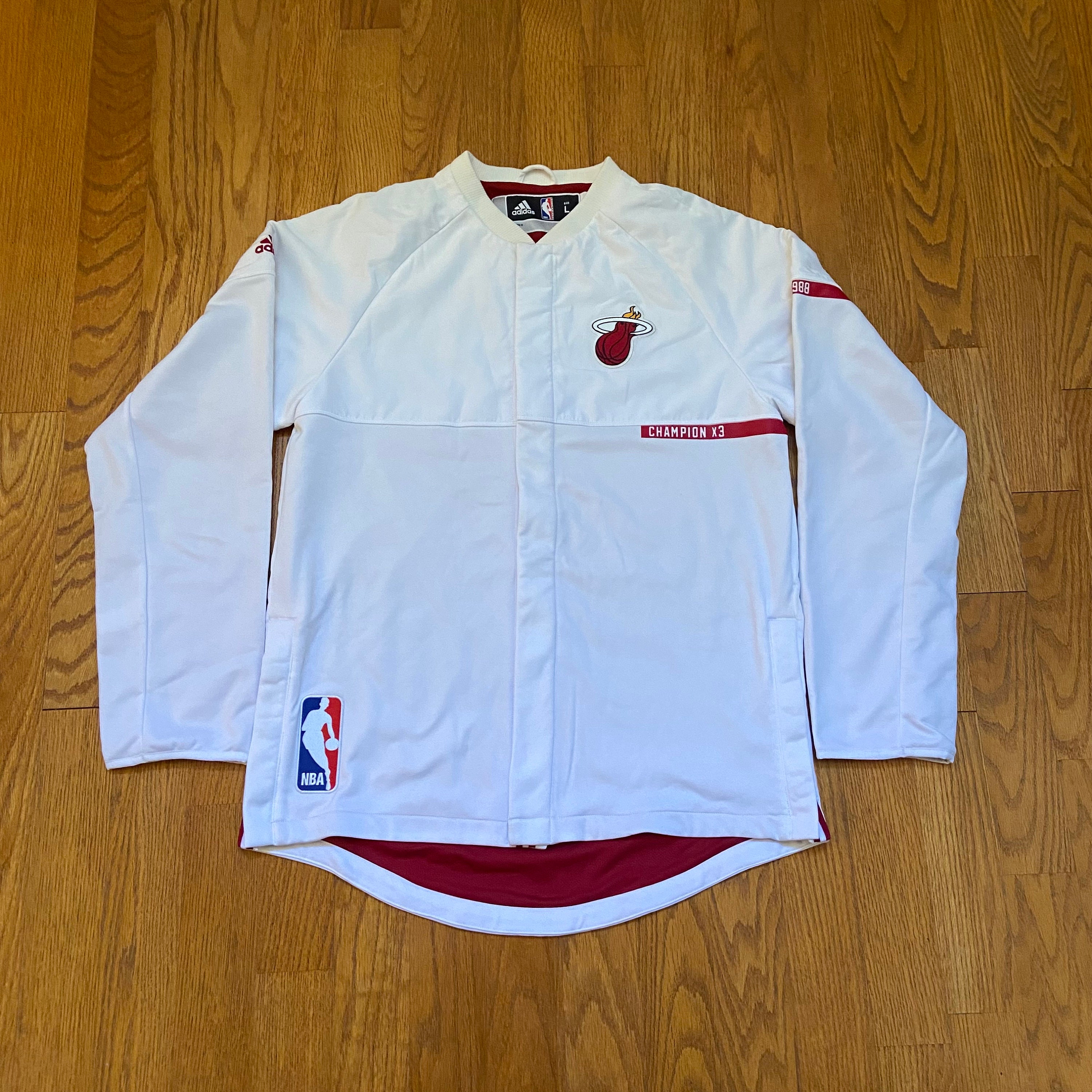  adidas Miami Heat NBA White 2016-17 Authentic On-Court Team  Issued Pro Cut Warm Up Jacket for Men (3XLT) : Sports & Outdoors