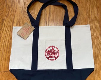 Borsa tote grande in tela di Trader Joe - blu navy