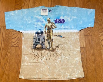 Vintage90s 1997 Liquid Blue Star Wars Droid Smithsonian Air Space Museum tee shirt Tie Dye size XL