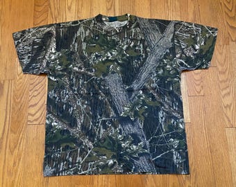 Vintage Mossy Oak Real Tree Break up Camo Tee shirt size XXL