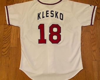 Maillot vintage des années 90 Atlanta Braves Ryan Klesko Signature # 18 Russell Athletic Diamond Collection, taille 48