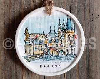 Prague / Czech Republic / Travel ornament / Europe / Wall ornament / Christmas ornament / Handmade / Travel gift