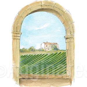 Tuscany / Italy / Europe / travel fine art print from an original watercolor painting / Handmade souvenir / Travel gift