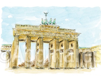 Berlin / Germany / Europe / travel fine art print from an original watercolor painting / Handmade souvenir / Travel gift