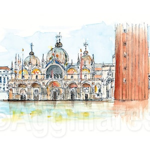Venice / Italy / Europe / travel fine art print from an original watercolor painting / Handmade souvenir / Travel gift