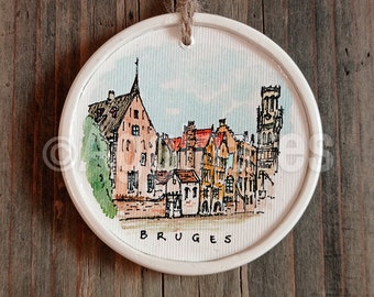 Bruges / Belgium / Travel ornament / Europe / Wall ornament / Christmas ornament / Handmade / Travel gift