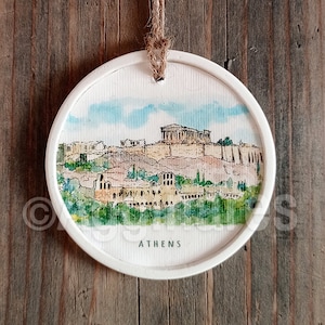 Athens / Greece / Travel ornament / Europe / Wall ornament / Christmas ornament / Handmade / Travel gift
