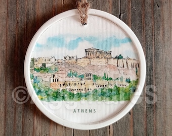 Athens / Greece / Travel ornament / Europe / Wall ornament / Christmas ornament / Handmade / Travel gift