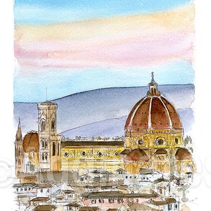 Florence / Italy / Europe / travel fine art print from an original watercolor painting / Handmade souvenir / Travel gift