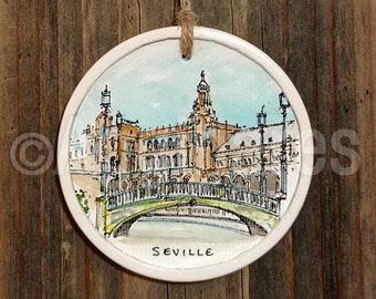 Seville / Spain / Travel ornament / Europe / Wall ornament / Christmas ornament / Handmade / Travel gift
