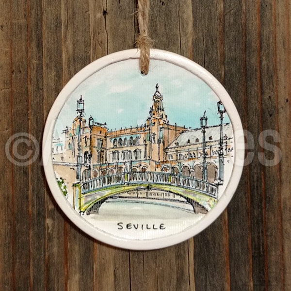 Seville / Spain / Travel ornament / Europe / Wall ornament / Christmas ornament / Handmade / Travel gift