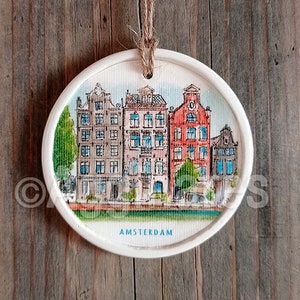 Amsterdam / The Netherlands / Holland / Travel ornament / Europe / Wall ornament / Christmas ornament / Handmade / Travel gift