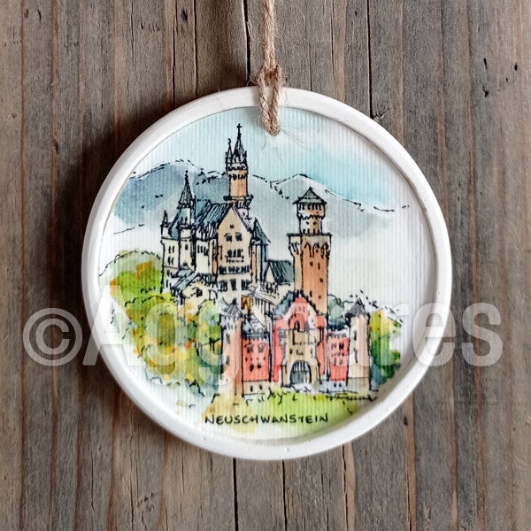 Neuschwanstein / Bavaria / Germany / Travel ornament / Europe / Wall ornament / Christmas ornament / Handmade / Travel gift