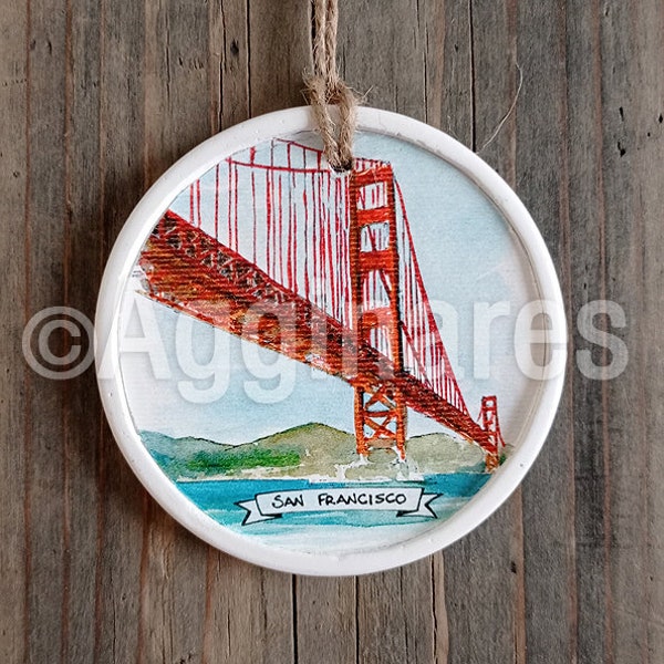 San Francisco / Estados Unidos / Puente Golden Gate / América / Adorno de viaje / Adorno de pared / Adorno de Navidad / Hecho a mano / Regalo de viaje