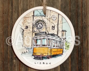 Lisbon / Portugal / Travel ornament / Europe / Wall ornament / Christmas ornament / Handmade / Travel gift