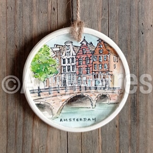 Amsterdam / The Netherlands / Holland / Travel ornament / Europe / Wall ornament / Christmas ornament / Handmade / Travel gift