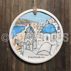Santorini / Greece / Travel ornament / Europe / Wall ornament / Christmas ornament / Handmade / Travel gift