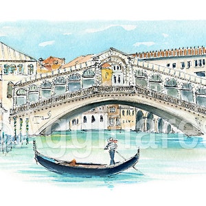 Venetië/Italië/Europa/reiskunstprint van een origineel aquarelschilderij/handgemaakt souvenir/reiscadeau