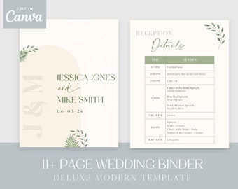 Aesthetic Wedding Day Binder Template | Printable Template | Editable in Canva | Instant Download