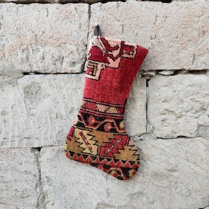 Boho Stocking, Christmas Stocking, Family Christmas Stocking, Holiday Decor Gift, Vintage Stocking, New Year Stocking, Xmas Sock, Rug Socks