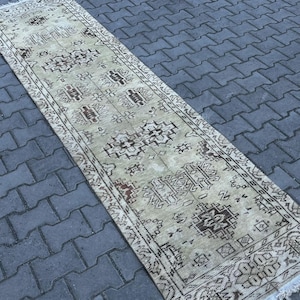 Turkish Patchwork Rug, Vintage Runner Rug, Kitchen Rug, Hallway Rugs, 2.6&quot; x 10&quot; FT Patchwork Rug, Handmade Patchwork Rug, Oushak Rugs