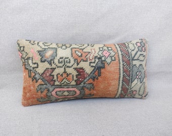 Handwoven Pillow Cover, Turkish Carpet Pillow, Kilim Pillow, 12x24 Pillow Cover, Bohemian Kilim Pillow, Decorative Pillow, Throw Pillow