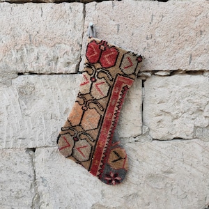 Christmas Rug Stocking, Rustic Christmas Stocking, Christmas Sock, Boho Stockings Gifts, Kilim Stocking, Turkish Stocking, Vintage Stocking
