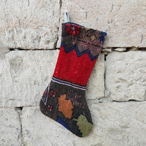 handmade kilim stocking / christmas stocking / holiday sock / christmas gift / santa socks / fireplace stocking / kilim stocking / rug sock