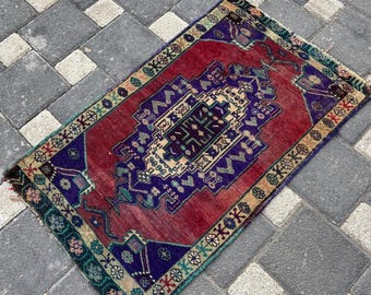 Alfombra pequeña vintage, alfombra hecha a mano de 1,8 × 2,8, alfombra pequeña Oushak, mini alfombra turca, alfombra de baño, mini alfombra anatolia, alfombra diminuta, alfombra turca pequeña