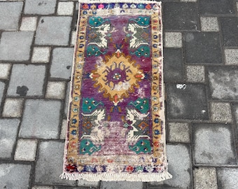 Alfombra pequeña vintage, alfombra hecha a mano de 1,5 x 3,0 pulgadas, alfombra pequeña Oushak, minialfombra turca, alfombra de baño, minialfombra anatolia, alfombra pequeña, alfombra turca pequeña