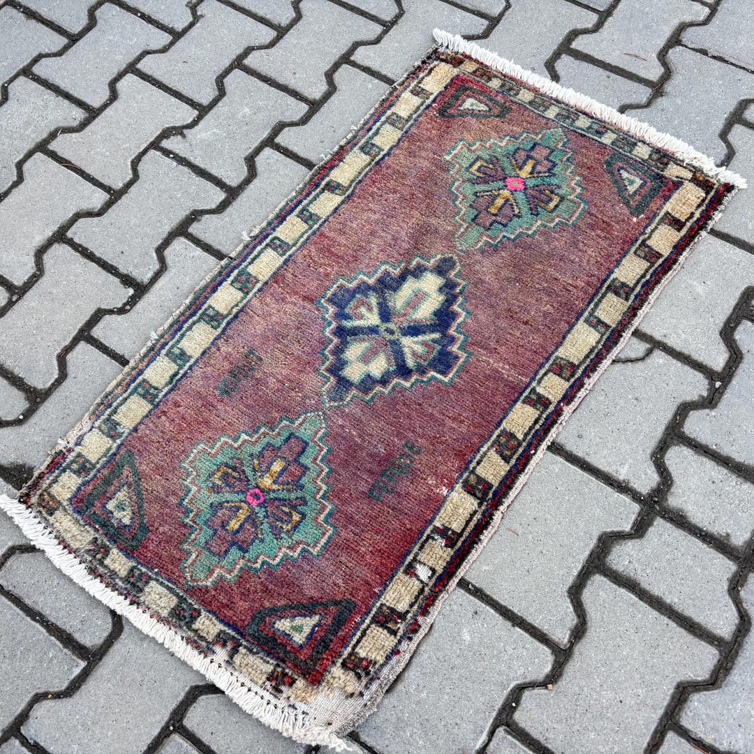 Small Turkish Rug, Vintage Doormat Rug, Ethnic Doormat Rug, 1.7x3