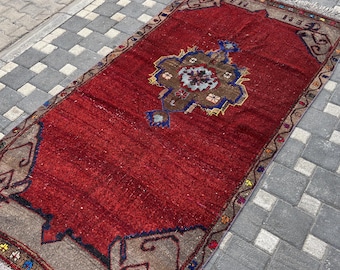 Alfombra turca vintage de 137 x 283 cm, alfombra bohemia, alfombra Oushak, alfombra anudada a mano, alfombra tradicional, alfombra bohemia, alfombra oriental.