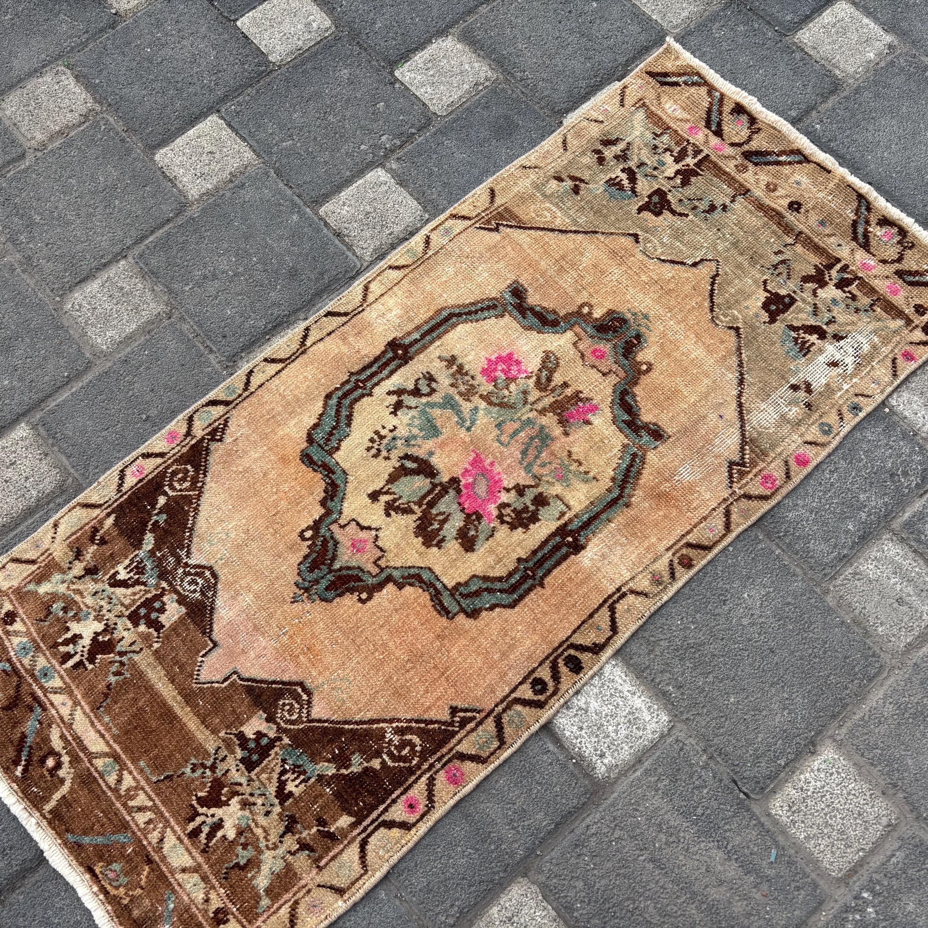 Turkish Small Rug, Vintage Small Rug, 1.6x3.6 