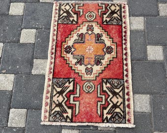 Alfombra vintage turca, alfombra de baño vintage de 2,4x 1,6, mini alfombra hecha a mano, alfombra de lana, mini alfombra de Anatolia, alfombra de lana pequeña, alfombra de alfombra de puerta, alfombra pequeña