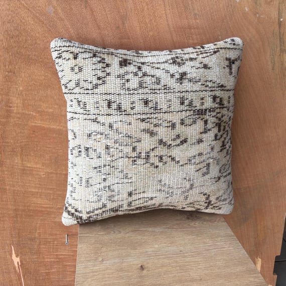 16×16 Bohemian Decor Rug Pillow, Cushion Cover Rug, Turkish Rug Pillow, Decorative Turkish Pillows, Carpet Pillow Case, Vintage Rug Pillow