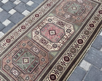 Vintage Turkish Rug, 3.2' x 6.5' Anatolian Rug, Oushak Rug, Small Rug, Living Room Rug, Handmade Turkish Rug, Bohemian Rug, Wool Rug