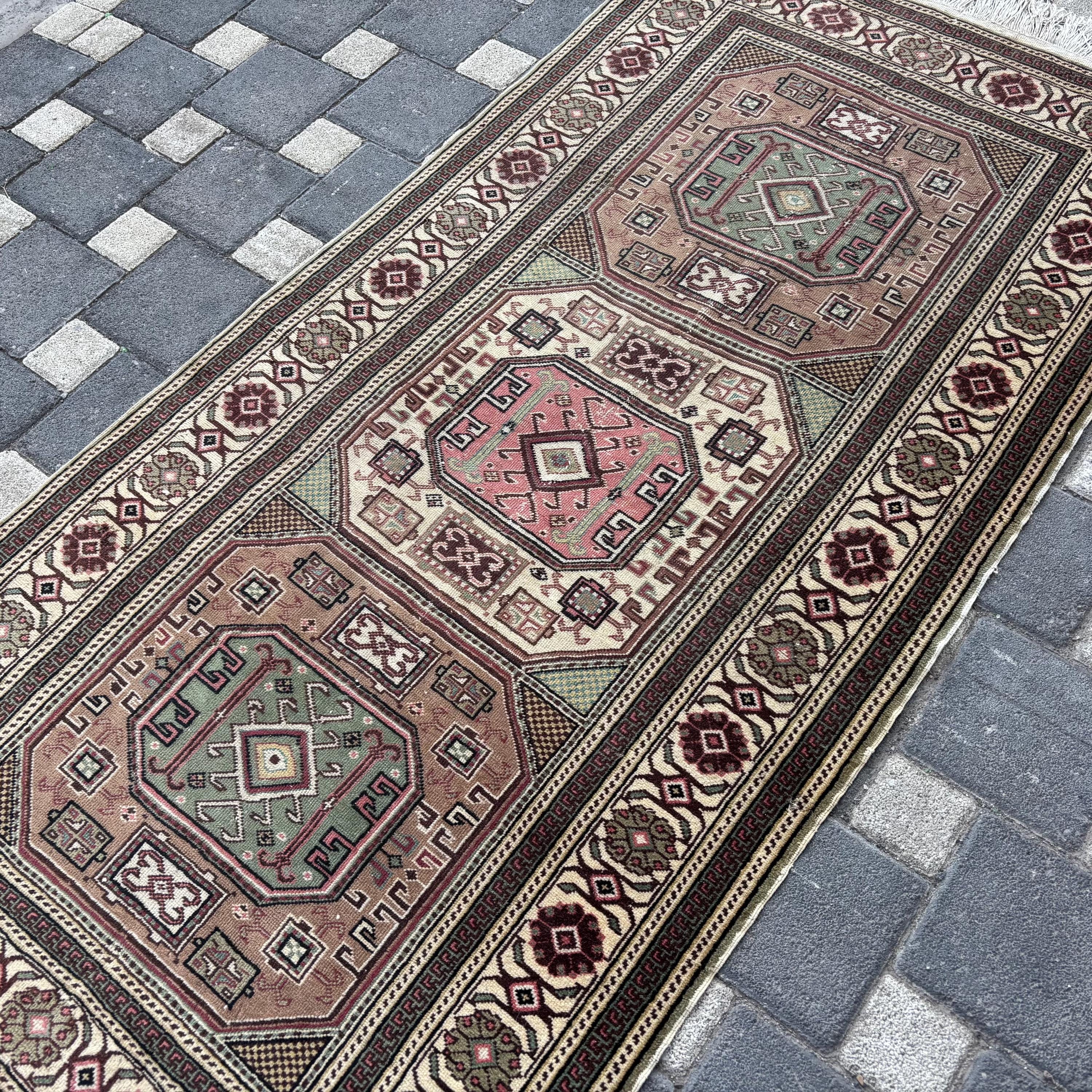Vintage Turkish Rug, 3.2' X 6.5' Anatolian Rug, Oushak Rug, Small