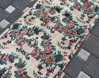 Tappeto da corridoio turco vintage, tappeto da corridoio per scale, tappeto da corridoio Oushak da 2,4" x 6,7" piedi, tappeti da corridoio, tappeti da cucina, tappeto da corridoio vintage, tappeto Oushak