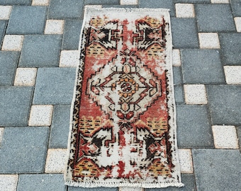 Alfombra pequeña vintage, alfombra pequeña étnica, alfombra para dormitorio, alfombra oriental, mini alfombra, alfombra de lana boho, alfombra de entrada, alfombra oushak, alfombra de baño, alfombra pequeña turca
