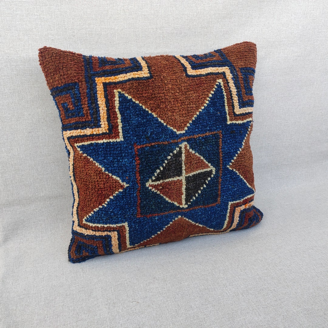 24×24 Brown Rug Lumbar Pillow, Ethnic Rug Pillow, Turkish Pillow, Oushak Rug Pillow, Rug Pillow Cover, Pink Handmade Rug Pillow, Rug Pillow