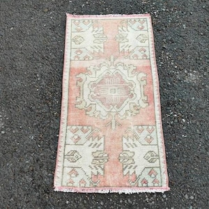 Petit tapis vintage, 1,5 × 2,8 tapis fait main, petit tapis Oushak, mini tapis turc, tapis de salle de bain, tapis de chambre à coucher, tapis carré, petit tapis turc