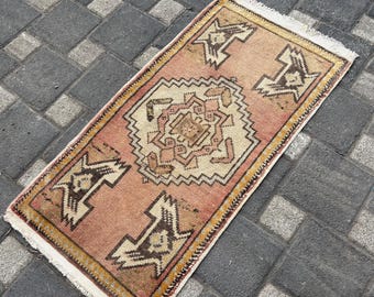 Alfombra turca, alfombra vintage pequeña de 4 x 8 cm, minialfombra hecha a mano, alfombra de lana, minialfombra anatolia, alfombra de baño, felpudo, alfombra Oushak, alfombra de baño