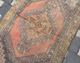 Turkish Rug, 3.1x5.9 Vintage Rug, Handknotted Rug, Bohemian Area Rug, Oriental Rug, Oushak Rug