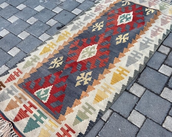 Vintage Turkish Rug 2.8' x 6.3 ', Kilim Rug, Handmade Rug, Oushak Rug, Oriental Rug, Traditional Rug, Bohemian Rug, Turkish Rug, Wool Rug