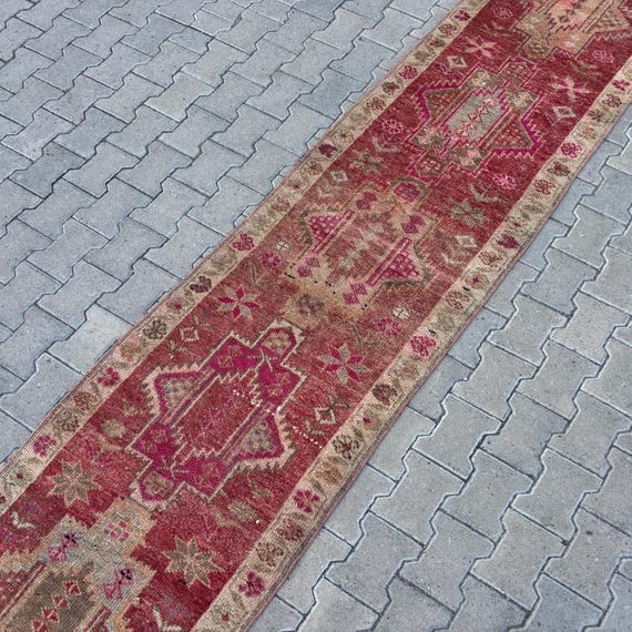 Floral Runner Rug, Vintage Rug, Hand Made Rug, Runner Rugs, Stair Rug, Turkish Rug, Home Decor, Oriental Runner Rug, Handknotted Rug