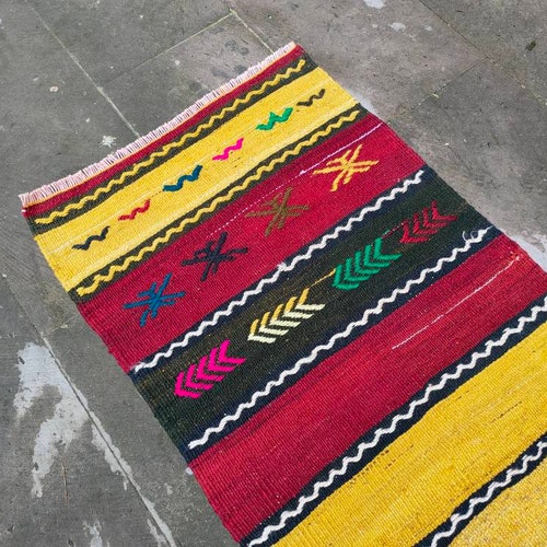 Vintage Kilim Rug, Handwowen Kilim, Colorful Rug, Bohemian Kilim Rug, Hand Craft shops Kilim Rug, Living Room Rug, Handmade Rug, Boho Rug, Rugs